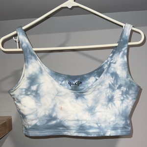 Brandy Melville blue and white tie‎ dye crop top